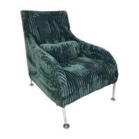 Vintage Design Fauteuil Nieuw Gestoffeerd Groene Rib Groen