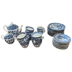 Vintage Compleet 12delig Koffieservies In Old Willow Stijl thumbnail 1