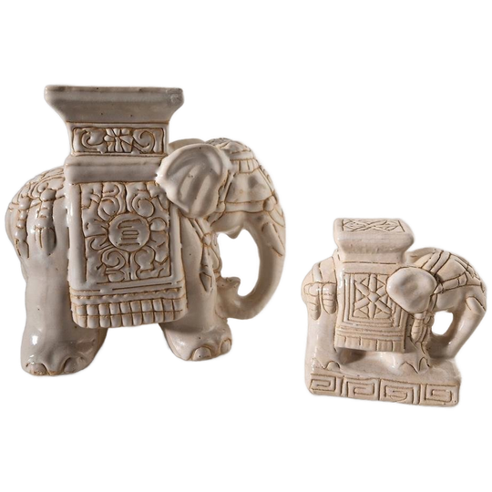 Set Vintage Plantentafel Olifant Tafel Keramieke Bijzettafel 1