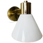 Vintage IKEA Wandlamp Goud Melkglas thumbnail 1