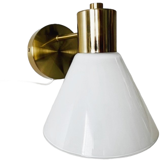 Vintage IKEA Wandlamp Goud Melkglas 1