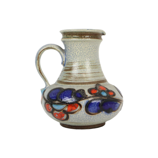 Blauwe Oranje Vintage Vaas West Germany Üebelacker Keramik 1808-20 1