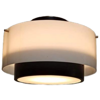 Vintage Mid Century Modern Hanglamp, Wit En Zwart