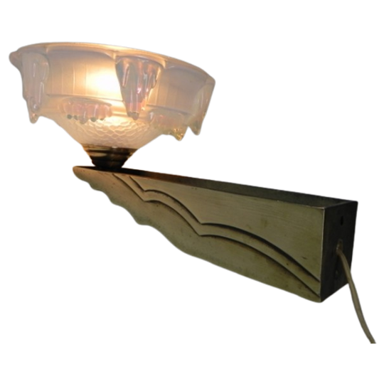 Art Deco Wandlamp Met Kap Van Opaliserend Glas, Jaren 30 1