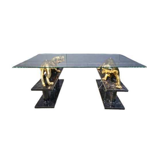 Brass And Marble Jaguar Coffee Table, 1970s 1