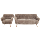 Vintage Bankstel Bruin Teddy | Bankje En Fauteuil Cocktail thumbnail 1