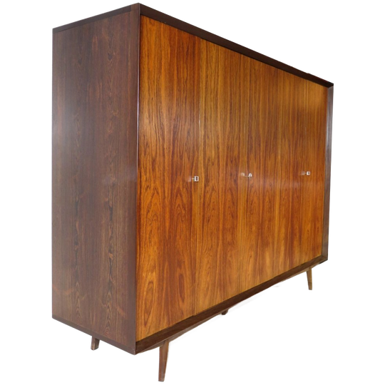 Grote Vintage 5-deurs Kledingkast In Palissander, 1960s 1