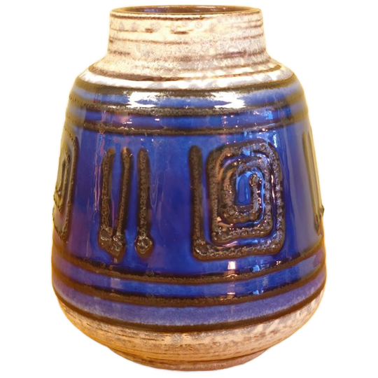 West Germany Fatlava Vaas Vaasje Blauw Bruin 1