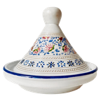 Handgemaakte Marokkaanse Tajine Aardewerk Glazuur Wit thumbnail 1