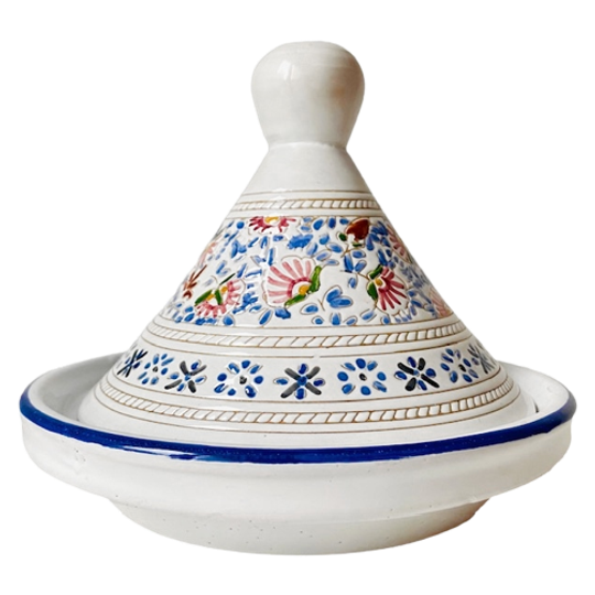Handgemaakte Marokkaanse Tajine Aardewerk Glazuur Wit 1