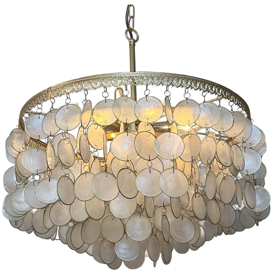3 Beschikbaar Vintage Capiz 60’s Hanglampen Schelpen 1