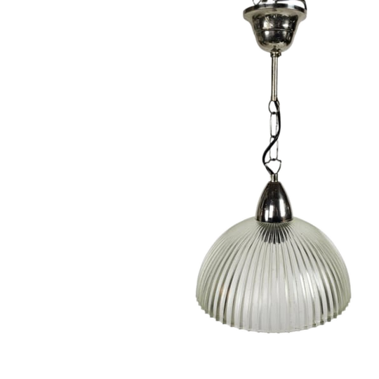 Massive - Prisma - Hanglamp - Geribbeld Glas - België - 1970's 1