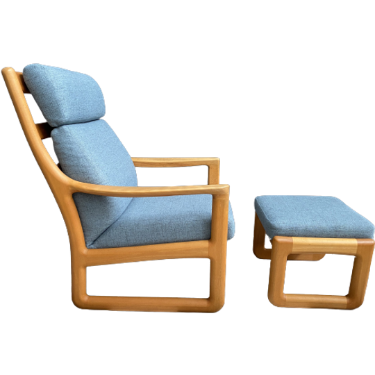 Johannes Andersen Highback Chair With Hocker For Silkeborg Denmark 1
