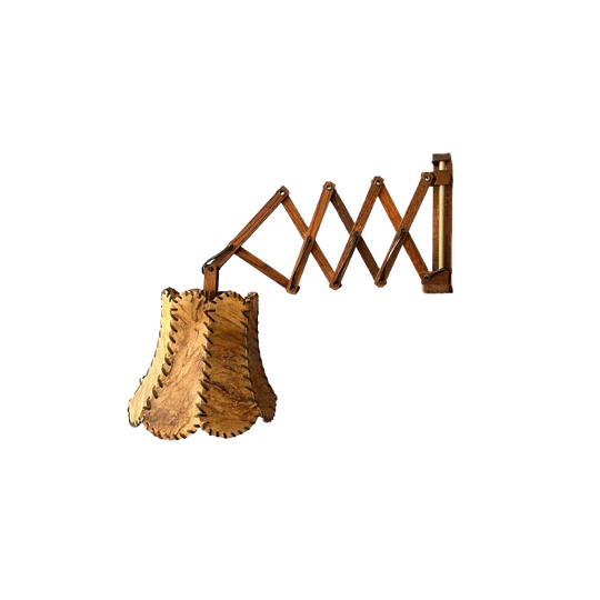 Teak Hout Schaar Wandlamp 1