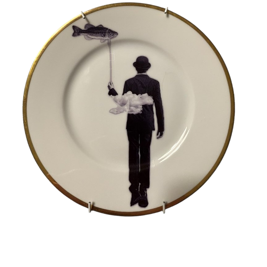 Vintage Wandbord Man Met Vis 1