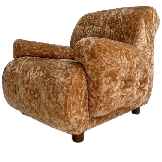 Roestbruine Italiaanse Velvet Fauteuil, 1970’s 1