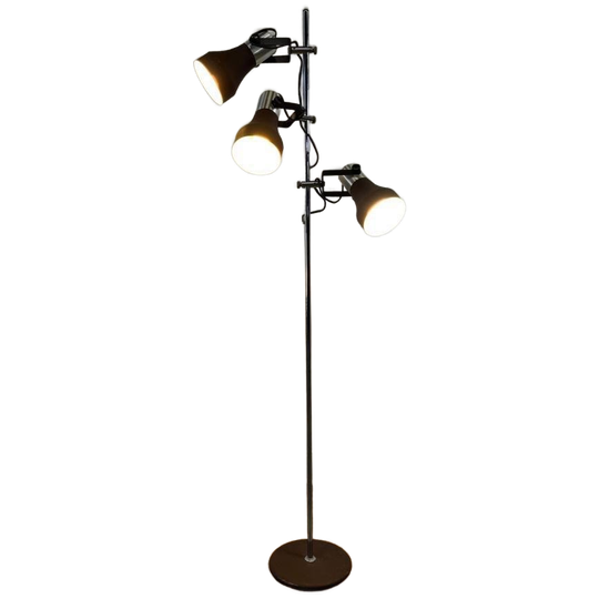 Vintage Bruine Staanlamp / Vloerlamp Met 3 Spots 1