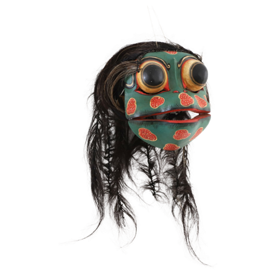 Vintage Balinese Demon Kikker Dans Masker, Indonesië Eind 20e Eeuw. 1