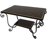 Vintage Salontafel Met 2 Glazen Bladen Met 50s Print