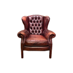 Engelse Bendic Chesterfield Oor Fauteuil Cognac Bruin thumbnail 1