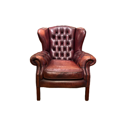 Engelse Bendic Chesterfield Oor Fauteuil Cognac Bruin