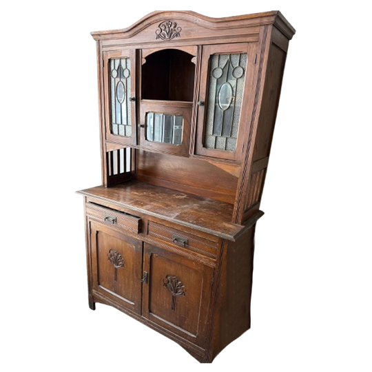 Art Deco Eiken Buffetkast Met Glas In Messing 1