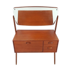 Vintage Deense Kaptafel Teak | Make Up Kastje Spiegel Danish thumbnail 1
