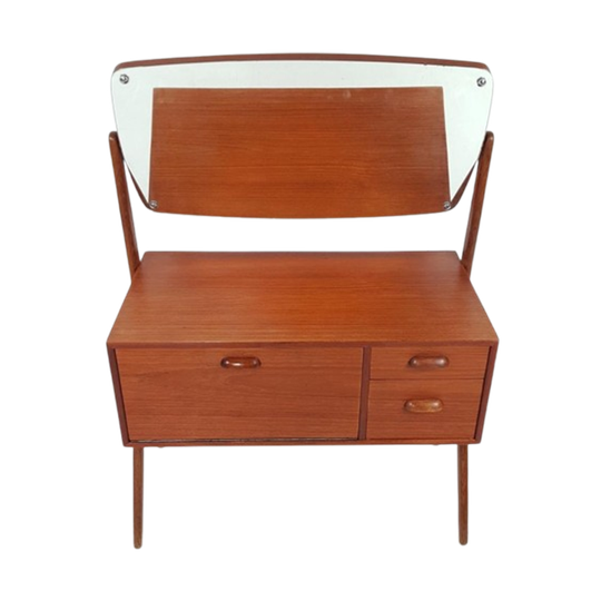Vintage Deense Kaptafel Teak | Make Up Kastje Spiegel Danish 1