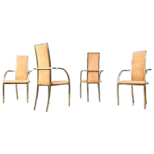 Brass Dining Chairs By Belgochrom, 1970s - Set Of 4 1