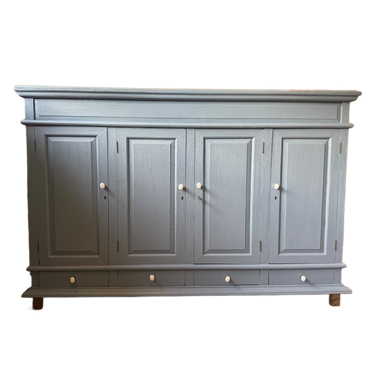 Prachtige, Functionele, Vintage, Eiken, Blauwe Kast 1