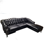 Acme Classic Chesterfield Bank – Zwart, Leer thumbnail 1