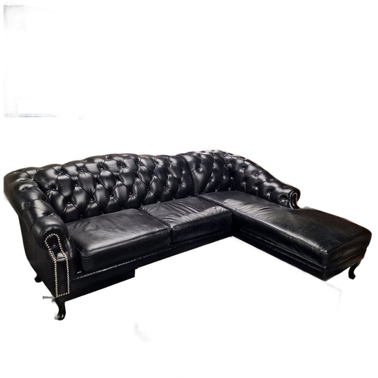 Acme Classic Chesterfield Bank – Zwart, Leer 1