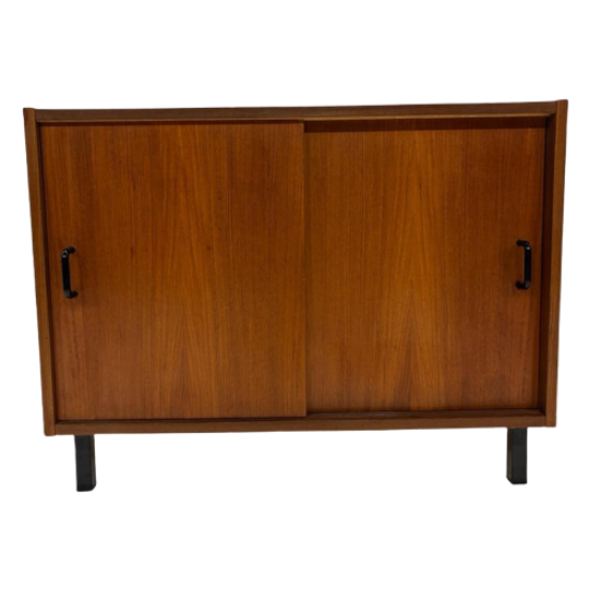 Vintage Kastje Compact Dressoir Jaren 60 Teak Fineer 1