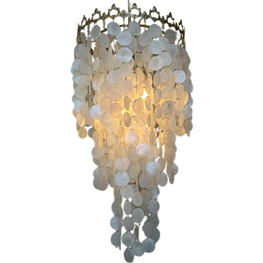2 Beschikbaar!! Xl Capiz Vintage Schelpen Lamp Hanglamp Opaal Schelp Vide Lamp 1