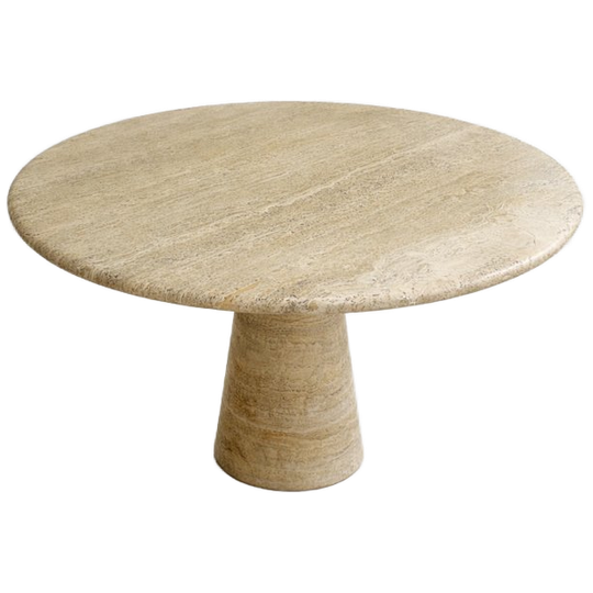Round Vintage Travertine Dining Table 1