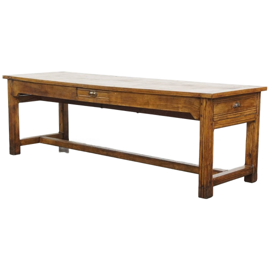 Grote En Zware Antieke Franse Eikenhouten Eettafel Met Een Indrukwekkende Uitstraling 1