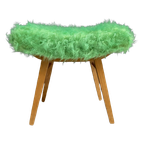Green Fluffy Foot Stool 1960S thumbnail 1