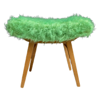 Green Fluffy Foot Stool 1960S