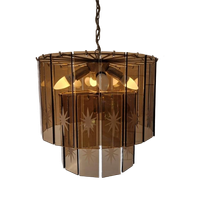 Vintage Waterval Kroonluchter Met Geslepen Gerookt Glas