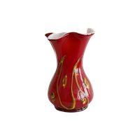 Prachtige Vintage Murano Rood/Geel/Bruin/Wit Vaas, Italie Jaren '70