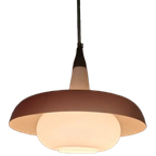 Vintage Opaline Design Hanglamp Rood Wit thumbnail 1