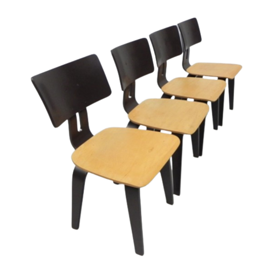 Set Van 4 Pastoe Berkenserie Br 02 Stoelen, Cees Braakman 1