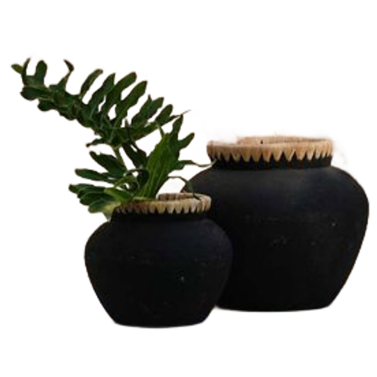 Bazar Bizar | De Styly Vaas - Zwart Naturel - S 1