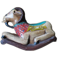 Alexander Girard Style Houten Object Rocking Goat Jaren '50 Folk Art Vintage Antiek