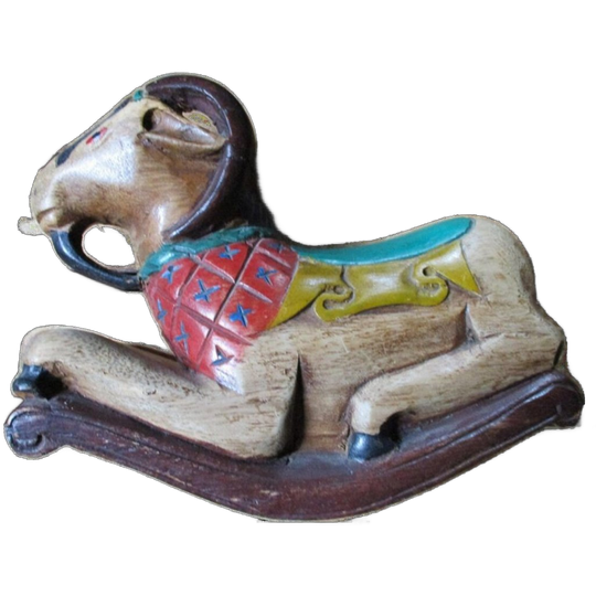 Alexander Girard Style Houten Object Rocking Goat Jaren '50 Folk Art Vintage Antiek 1