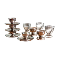 9X Vintage Eierdoppen Chrome Rvs Zilver