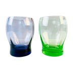 2 Vintage Anna Groen & Paarse Waterglazen / Drinkglazen Met Optiek thumbnail 1