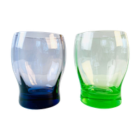 2 Vintage Anna Groen & Paarse Waterglazen / Drinkglazen Met Optiek