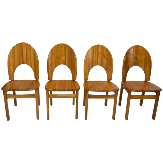 Vintage Set Van Vier Rainer Daumiller Grenen Stoelen Design 1