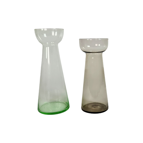 Leerdam Glas - Copier - Hyacint Glazen (2) - Annagroen - Rookglas - 1933